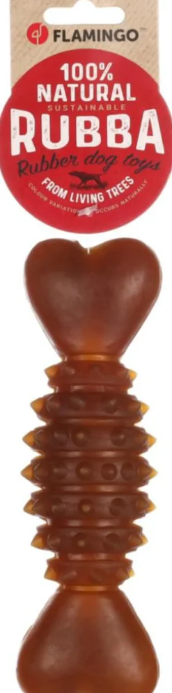 FLAMINGO Jouet pour chien en caoutchouc naturel coloris marron os avec épines Rubba - Taille L 20 x 6 x 6 cm
