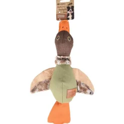 FLAMINGO Jouet pour chien kaki/orange/brun Natura Delight Canard - 35 cm