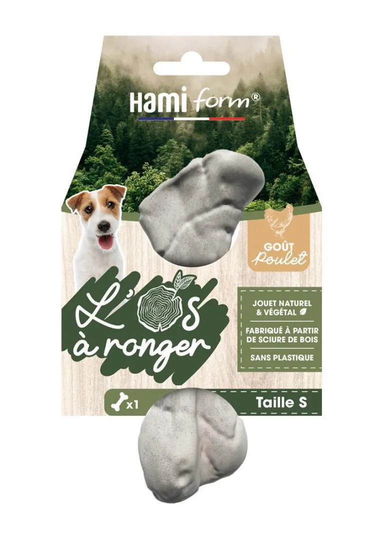 HAMIFORM Jouet pour chien os à ronger goût poulet naturel et végétal Hami form - Taille S