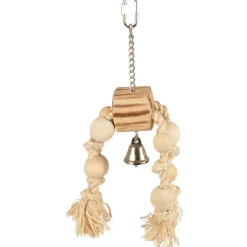 FLAMINGO Jouet pour oiseaux pendentif en bois et corde