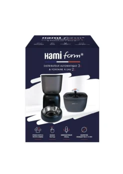 HAMIFORM Kit distributeur de croquettes et fontaine à eau pour chat et petit chien coloris noir programmable
