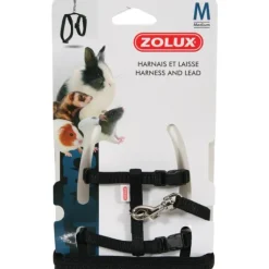 ZOLUX Kit harnais pour le rongeur/lapin en nylon coloris noir – Taille M