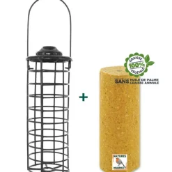NATURE'S MARKET Kit mangeoire pour oiseaux en métal avec cylindre de graisse Natures Market
