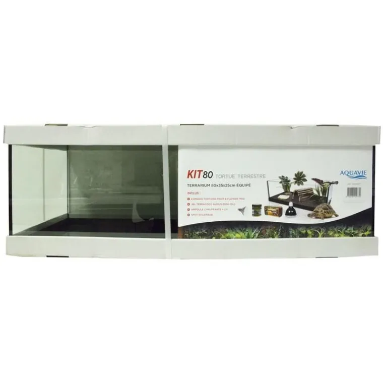 AQUAVIE Kit terrarium tortue terra 80 de 80 x 35 x 25 cm