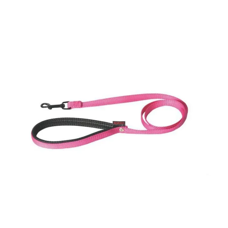 MARTIN SELLIER Laisse chien nylon 16mm / 120cm rose