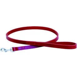 MARTIN SELLIER Laisse en cuir rouge à bords ronds pour chien 1,4x100 cm