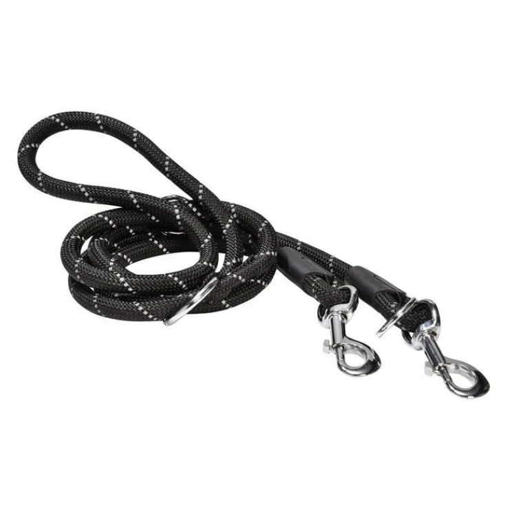 BOBBY Laisse pour chien coloris noir en nylon rond Walk 3 positions – Taille unique