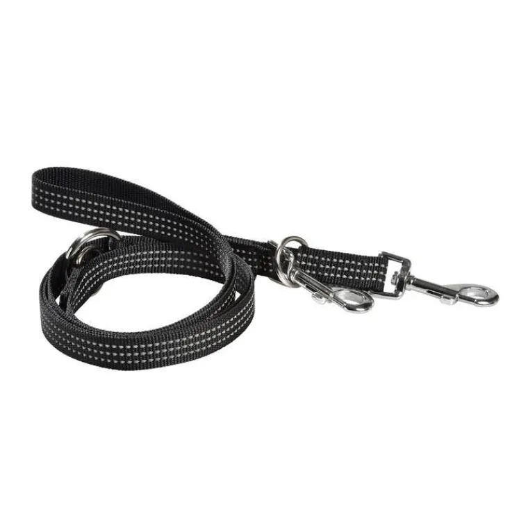 BOBBY Laisse pour chien coloris noir en nylon tressé Safe 3 positions – Taille M