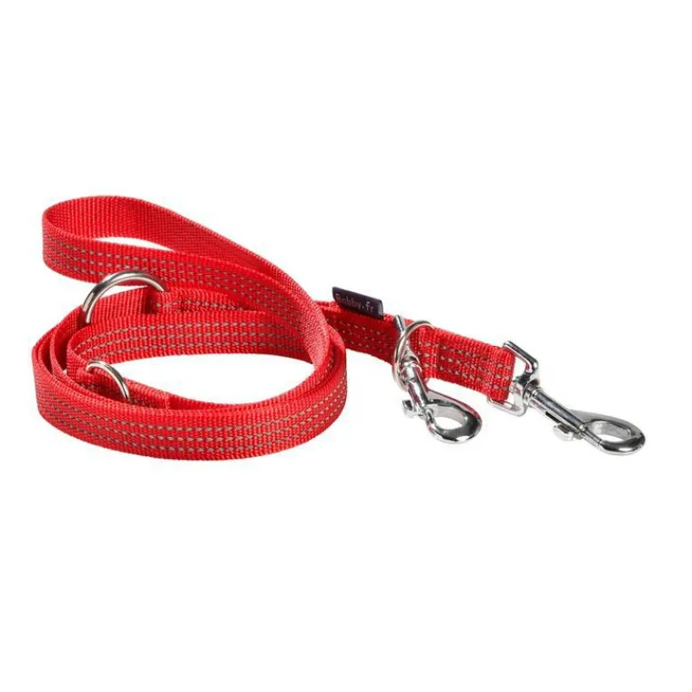 BOBBY Laisse pour chien coloris rouge en nylon tressé Safe 3 positions – Taille L