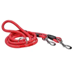 BOBBY Laisse pour chien coloris rouge en nylon rond Walk 3 positions – Taille unique