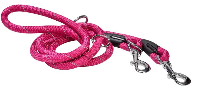 BOBBY Laisse pour chien en nylon rond coloris fuchsia 3 positions Walk - 189 cm