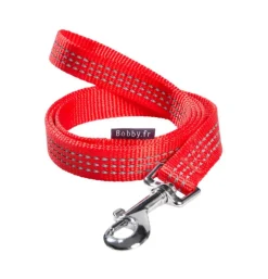 BOBBY Laisse pour chien en nylon tressé coloris rouge Safe - Taille S/M