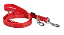 BOBBY Laisse pour chien en nylon tressé coloris rouge 3 positions Safe - Taille S/M