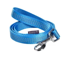 BOBBY Laisse pour chien en nylon tressé coloris bleu Safe - Taille S/M