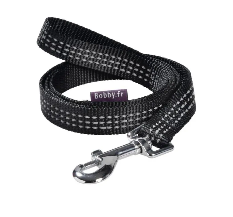 BOBBY Laisse pour chien en nylon tressé coloris noir Safe - Taille S/M