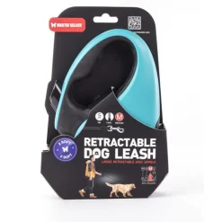 MARTIN SELLIER Laisse rétractable 2 Soft sangle coloris noir et turquoise - M