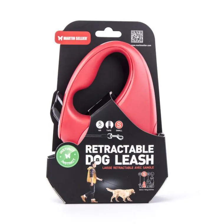 MARTIN SELLIER Laisse rétractable rouge Instinct Sangle - taille S