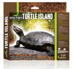REPTILE PLANET Île flottante pour tortue aquatique avec ascenseur coloris marron Turtle Island - Taille M - 21 x 16 x 3,6 cm