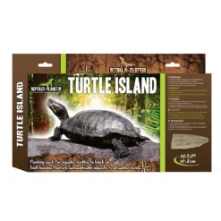 REPTILE PLANET Île flottante pour tortue aquatique avec ascenseur coloris marron Turtle Island - Taille L - 36,5 x 19 x 4,2 cm