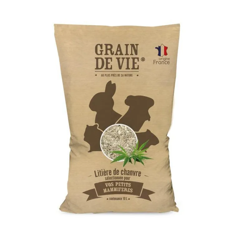 GRAIN DE VIE Litière de chanvre pour petits mammifères - 10 L