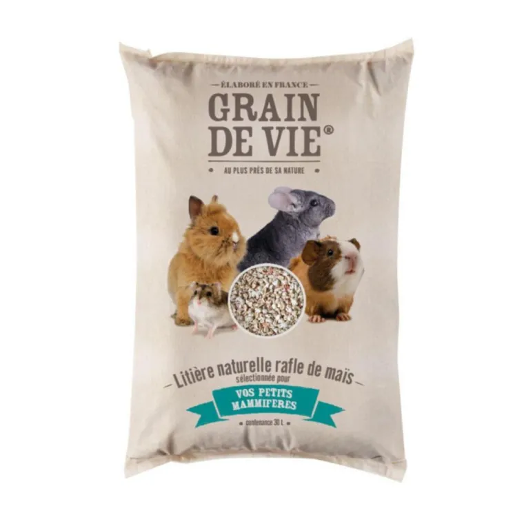 GRAIN DE VIE Litière de rafle de maïs pour petits mammifères - 30 L