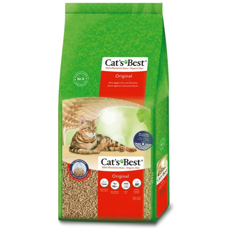 CAT'S BEST Litière végétale agglomérante pour chat et furet Cat’s Best Original 40 L - 17.2 kg