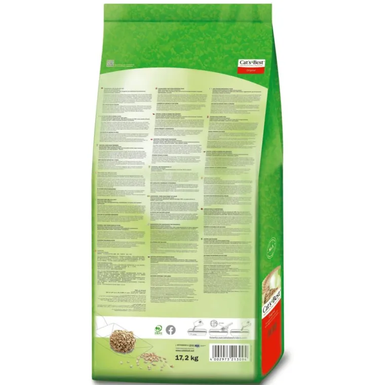 CAT'S BEST Litière végétale agglomérante pour chat et furet Cat’s Best Original 40 L - 17.2 kg