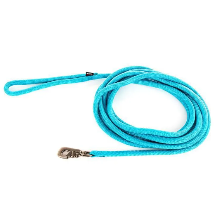 MARTIN SELLIER Longe ronde pour chien coloris turquoise 1,3 cm x 5 m
