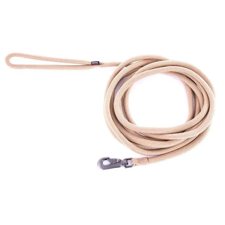 MARTIN SELLIER Longe ronde pour chien coloris beige 1,3 cm x 5 m