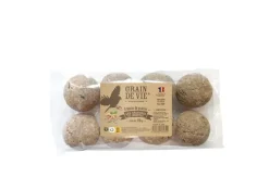 GRAIN DE VIE Lot de 8 boules de graisse aux arachides et insectes pour oiseaux - 720 g