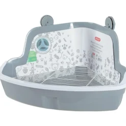 ZOLUX Maison de toilette d'angle pour les rongeurs coloris gris – 33 x 42 x 20,5 cm
