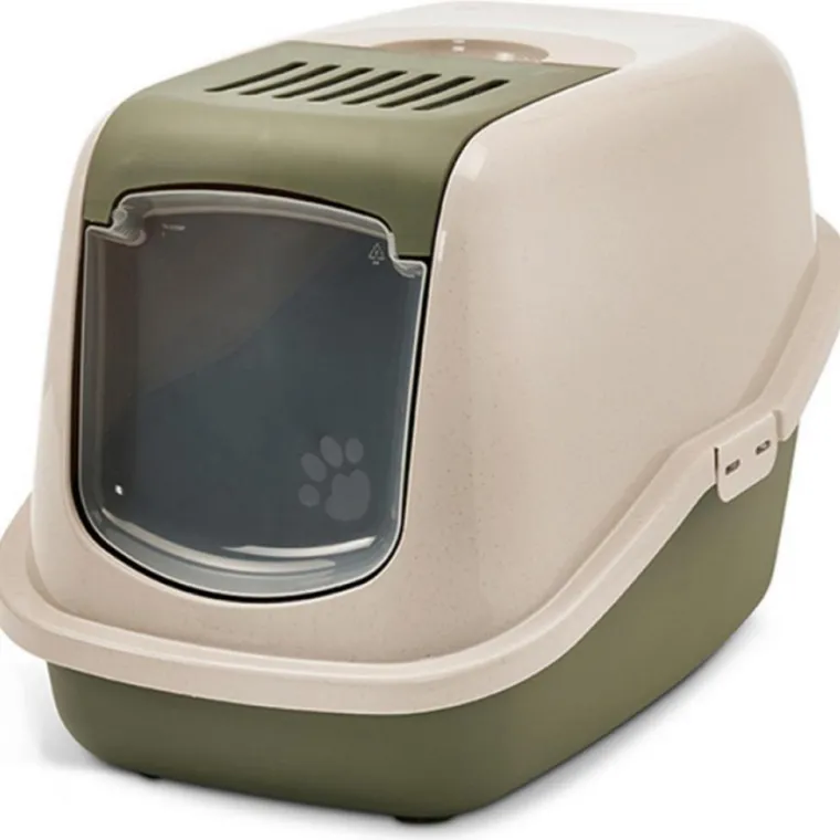SAVIC Maison de toilette pour chat Nestor Happy Planet coloris vert en plastique - 56 x 39 x 38,5 cm