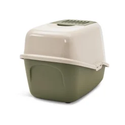 SAVIC Maison de toilette pour chat Nestor Happy Planet coloris vert en plastique - 56 x 39 x 38,5 cm