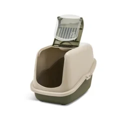 SAVIC Maison de toilette pour chat Nestor Happy Planet coloris vert en plastique - 56 x 39 x 38,5 cm