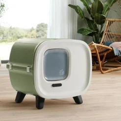 SAVIC Maison de toilette pour chat Mira coloris vert en plastique recyclé - 55,5 x 44 x 49,5 cm