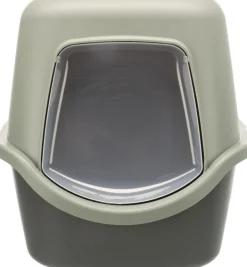 TRIXIE Maison de toilette pour chat coloris gris et vert avec couvercle recyclé Vico - 40 x 40 x 56 cm