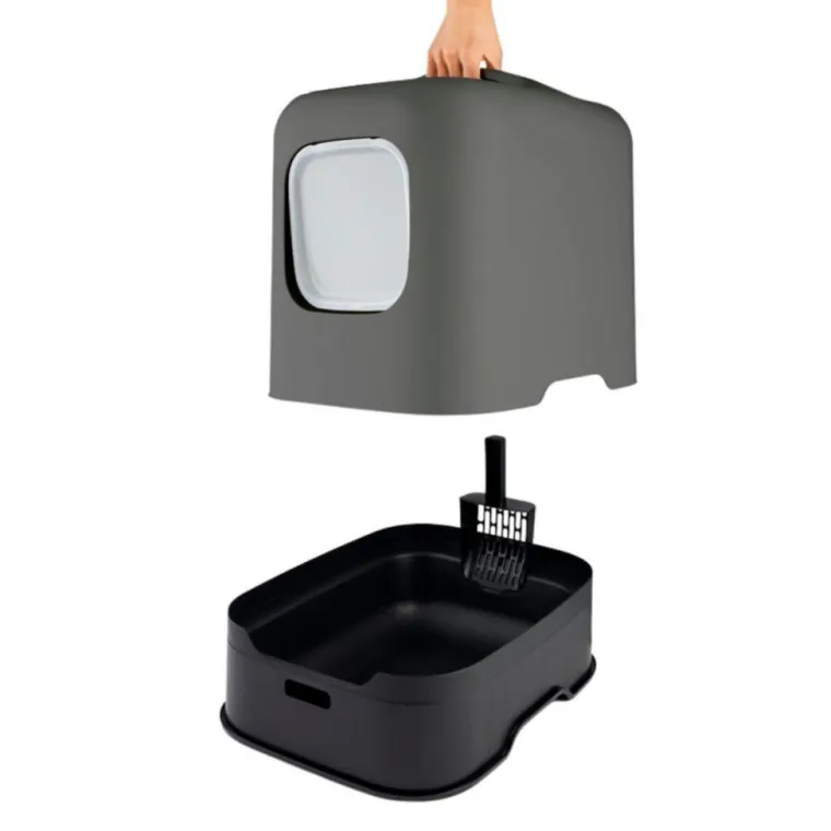 ROTHO Maison de toilette pour chat coloris anthracite Rhoto Biala - 44,3 x 39,50 x 51 cm
