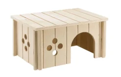FERPLAST Maison rectangulaire pour cochon dinde coloris marron en bois