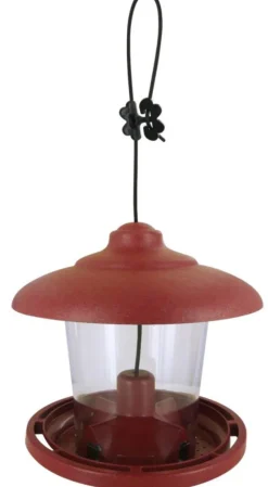 NATURE'S MARKET Mangeoire pour oiseaux Julie coloris rouge en plastique recyclé - 21,7 x 20 cm