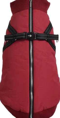 BOBBY Manteau pour chien coloris bordeaux avec harnais intégré Easy - Taille 44L