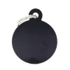MYFAMILY Médaille basic grand cercle pour chien en aluminium noir