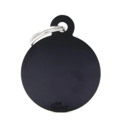 MYFAMILY Médaille basic grand cercle pour chien en aluminium noir