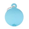 MYFAMILY Médaille basic grand cercle pour chien en aluminium bleu azur