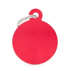 MYFAMILY Médaille basic grand cercle pour chien en aluminium rouge