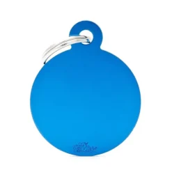 MYFAMILY Médaille basic grand cercle pour chien en aluminium bleu