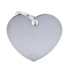 MYFAMILY Médaille basic grand cœur pour chien en aluminium gris