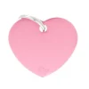 MYFAMILY Médaille basic grand cœur pour chien en aluminium rose