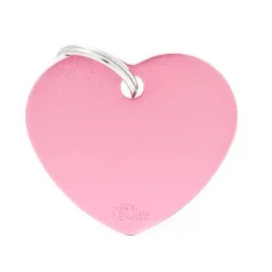 MYFAMILY Médaille basic grand cœur pour chien en aluminium rose