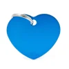 MYFAMILY Médaille basic grand cœur pour chien en aluminium bleu