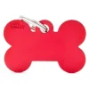MYFAMILY Médaille basic grand os pour chien en aluminium rouge